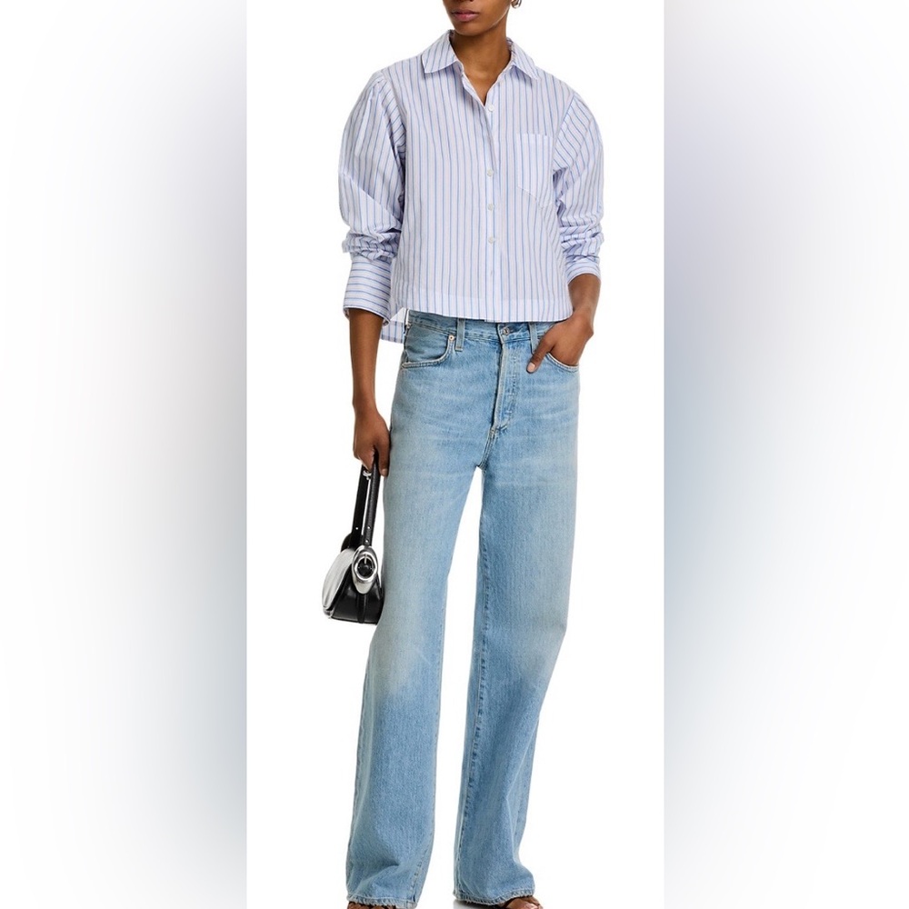 Estrella Striped Cropped Poplin Shirt - Derek Lam 10 Crosby —NWT